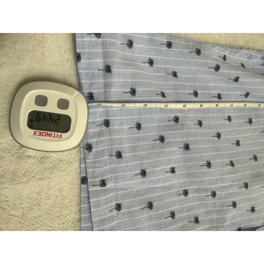 U.S. Polo Assn. Men's Polo Shirt Medium Blue White Stripes Palm‎ Trees